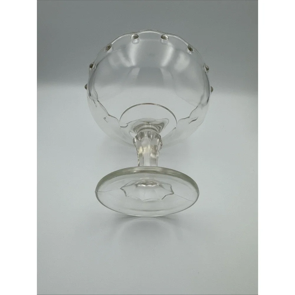 Vintage INDIANA GLASS Clear Teardrop Scalloped Pedestal Compote Candy Fruit Bowl